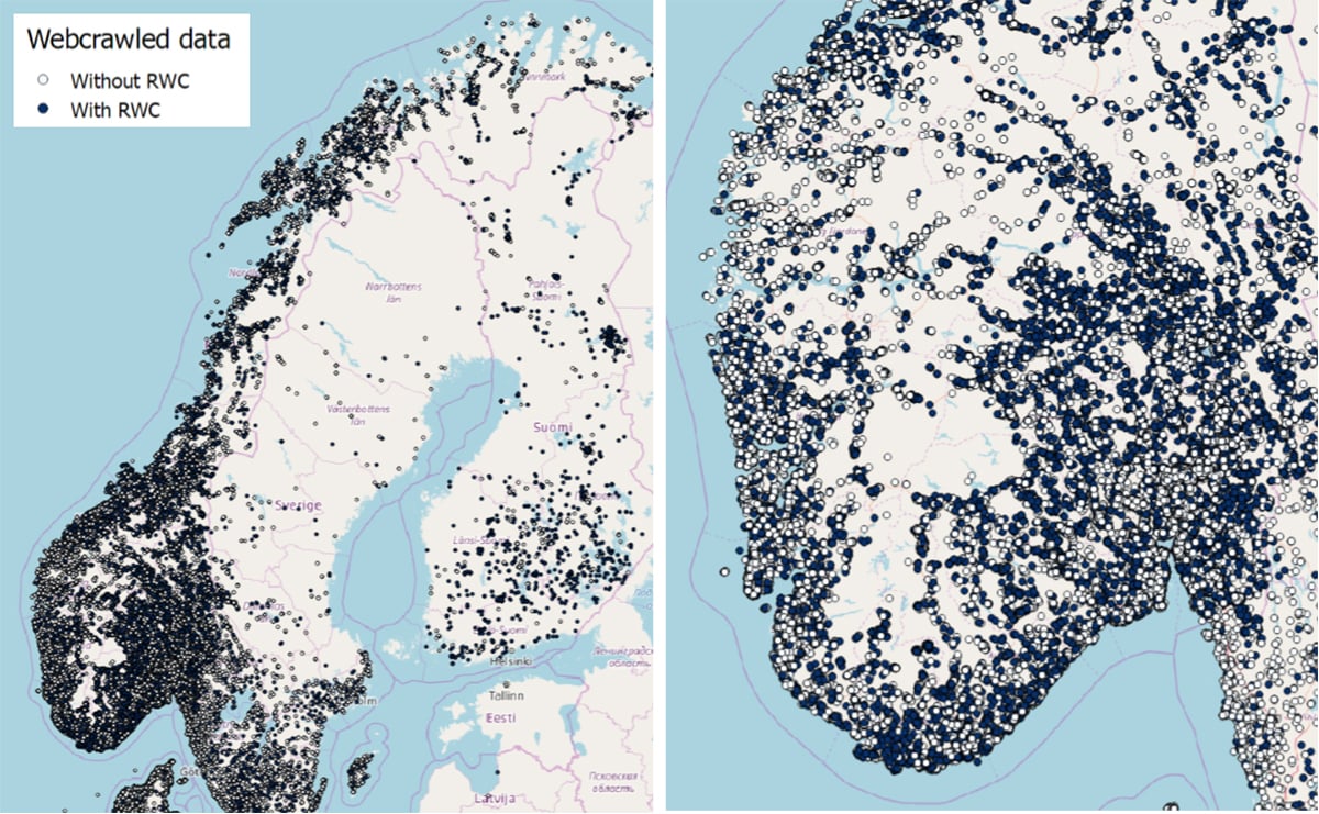 Figur som viser "webcrawlede" data